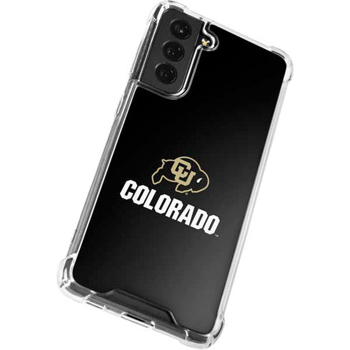 University of Colorado CU Logo on Black Galaxy S21 FE Clear Case